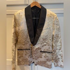 Mr Turk Gold Floral Blazer with Black Lapel